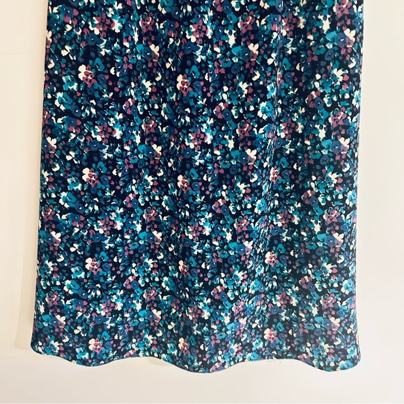 Floral A-Line Bohemian Flow Women's Navy Rayon Skirt Size Large LCSW Camrose - Picture 11 of 12